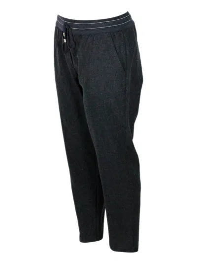 Lorena Antoniazzi Wool Blend Pants In Blue