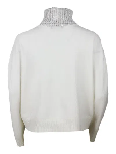 Fabiana Filippi Sequin Embellished Turtleneck Knitwear Top In Gray