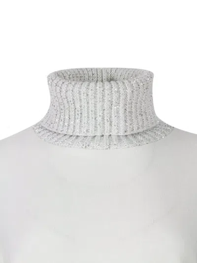Fabiana Filippi Sequin Embellished Turtleneck Knitwear Top In Gray