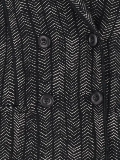 Giorgio Armani Tailored Jacket With Patterned Notched Lapels In Black