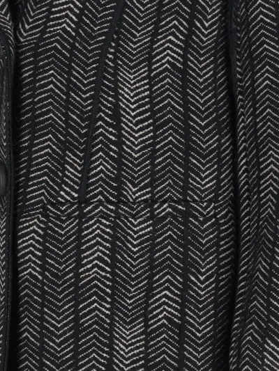 Giorgio Armani Tailored Jacket With Patterned Notched Lapels In Black