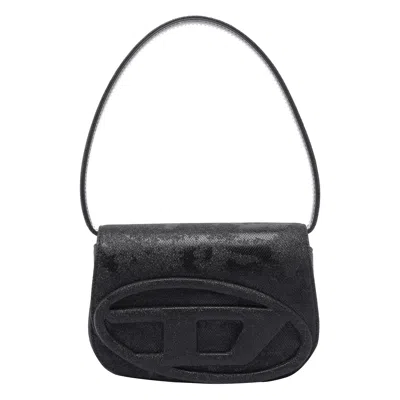 Diesel 1dr-iconic 1dr Bag In Glitter-camo Lurex In Black