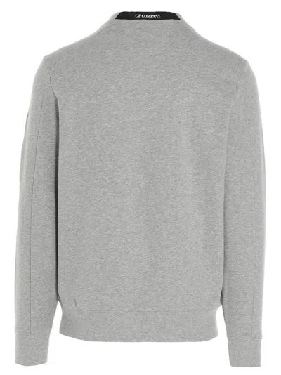 C.p. Company Gray Diagonal Raised Fleece Crewneck Lens Sweatshirt In Gray