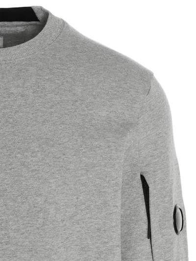 C.p. Company Gray Diagonal Raised Fleece Crewneck Lens Sweatshirt In Gray
