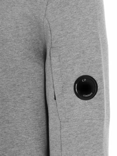 C.p. Company Gray Diagonal Raised Fleece Crewneck Lens Sweatshirt In Gray