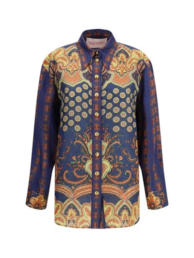 Valentino Garavani Printed Linen Shirt In White