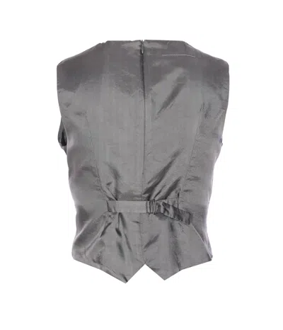 Mm6 Maison Margiela Mm6 By Maison Margiela Satin-finish Grey Gilet With Structured Belt In Gray
