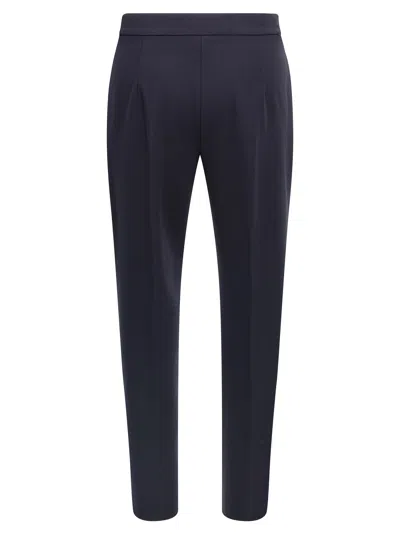 Max Mara Stretched Pleat Trousers In Blue