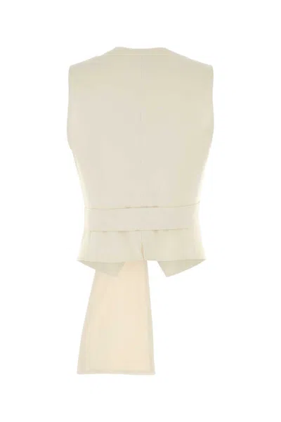 Max Mara Cotton Stretch Zampa Vest Sleeveless V-neck In Neutral