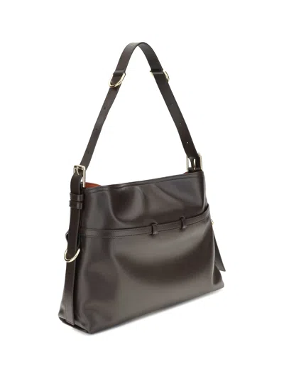 Givenchy Medium Voyou Calfskin Shoulder Bag With Buckle Fastening In Brown