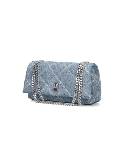 Marc Jacobs Mini Quilted Denim Dual Chain Shoulder Bag In Blue