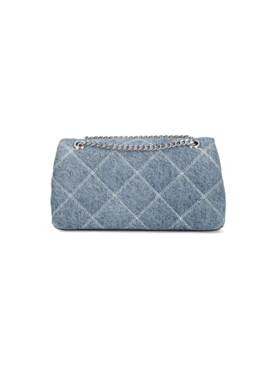 Marc Jacobs Mini Quilted Denim Dual Chain Shoulder Bag In Blue