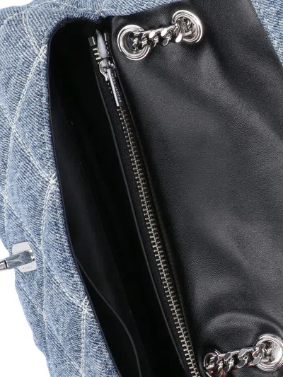 Marc Jacobs Mini Quilted Denim Dual Chain Shoulder Bag In Blue