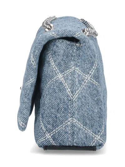 Marc Jacobs Mini Quilted Denim Dual Chain Shoulder Bag In Blue