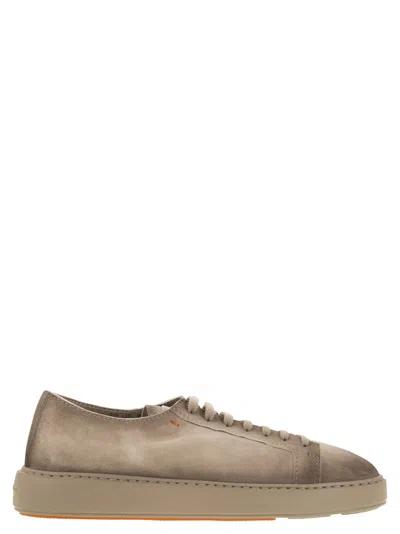 Santoni Suede Sneakers In Brown