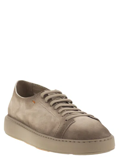 Santoni Suede Sneakers In Brown