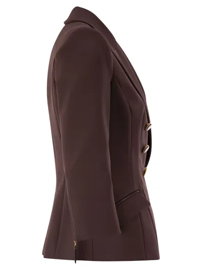 Elisabetta Franchi Structured Double-breasted Jacket Gold Buttons In Brown