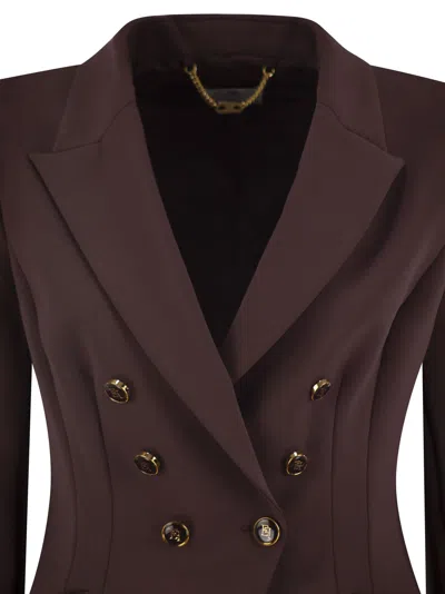 Elisabetta Franchi Structured Double-breasted Jacket Gold Buttons In Brown