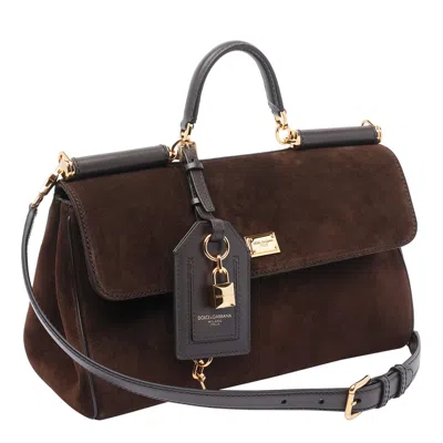 Dolce & Gabbana My Sicily Suede Shoulder Bag In Brown
