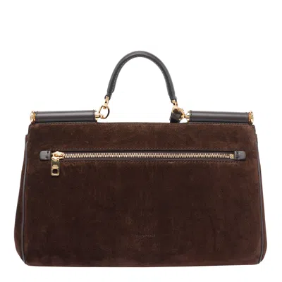Dolce & Gabbana My Sicily Suede Shoulder Bag In Brown