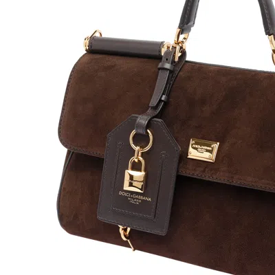 Dolce & Gabbana My Sicily Suede Shoulder Bag In Brown