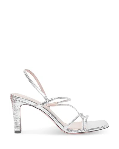 Sandro Leather Sandals With Block Heel In Silver
