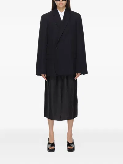 Carven Double-breasted Wool Jacket In Black