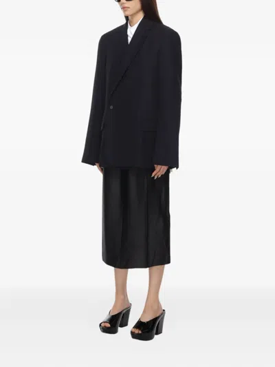 Carven Double-breasted Wool Jacket In Black