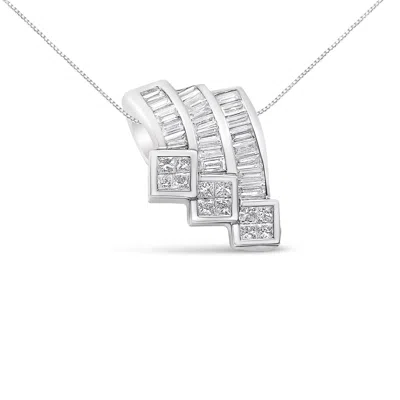 Haus Of Brilliance 14k White Gold 1 1/2 Cttw Invisible Set Princess And Channel Set Baguette-cut Diamond Triple Curve P In White