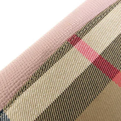 Pre-owned Burberry Pink Leather Canvas Long Wallet (bi-fold) ()