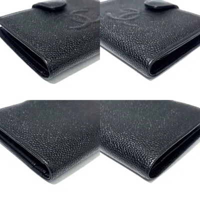 Pre-owned Chanel Black Grained Calfskin Wallet (bi-fold) ()