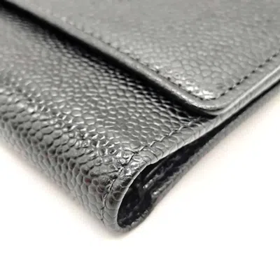 Pre-owned Chanel Black Grained Calfskin Wallet (tri-fold) ()