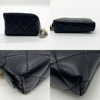 Pre-owned Chanel Black Leather Coin Purse/coin Case ()