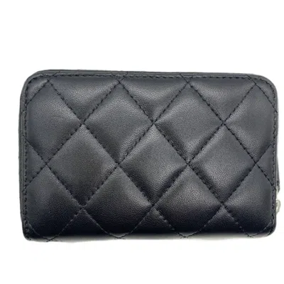 Pre-owned Chanel Black Leather Long Wallet (bi-fold) ()