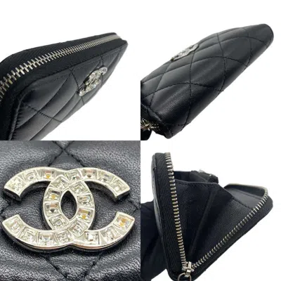 Pre-owned Chanel Black Leather Long Wallet (bi-fold) ()