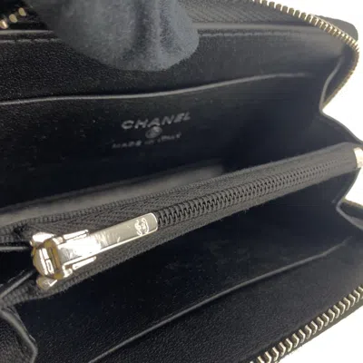 Pre-owned Chanel Black Leather Long Wallet (bi-fold) ()