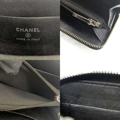 Pre-owned Chanel Black Leather Long Wallet (bi-fold) ()