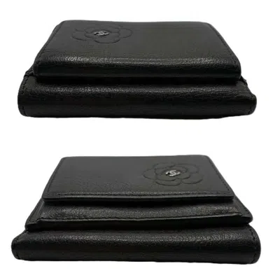 Pre-owned Chanel Black Leather Wallet (tri-fold) ()