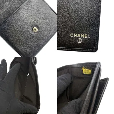 Pre-owned Chanel Black Leather Wallet (tri-fold) ()