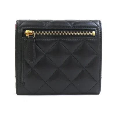 Pre-owned Chanel Black Pink Leather Wallet (bi-fold) () In Multi