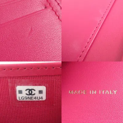 Pre-owned Chanel Black Pink Leather Wallet (bi-fold) () In Multi