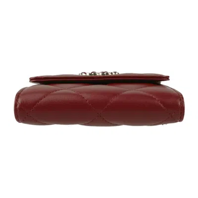 Pre-owned Chanel Bordeaux Leather Wallet (tri-fold) () In Burgundy