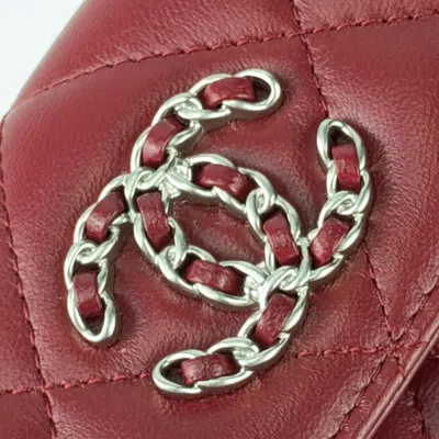 Pre-owned Chanel Bordeaux Leather Wallet (tri-fold) () In Burgundy