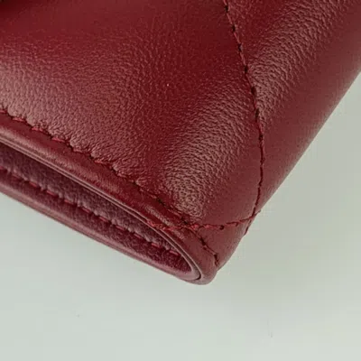 Pre-owned Chanel Bordeaux Leather Wallet (tri-fold) () In Burgundy