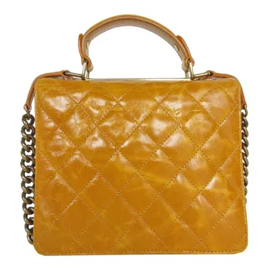 Pre-owned Chanel Gold Yellow Leather Metal Handbag Shoulder Bag ()