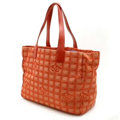 Pre-owned Chanel New Travel Line Red Color Jacquard Leather Shoulder Bag Tote Bag ()