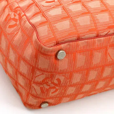 Pre-owned Chanel New Travel Line Red Color Jacquard Leather Shoulder Bag Tote Bag ()