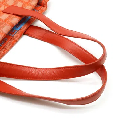 Pre-owned Chanel New Travel Line Red Color Jacquard Leather Shoulder Bag Tote Bag ()