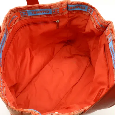Pre-owned Chanel New Travel Line Red Color Jacquard Leather Shoulder Bag Tote Bag ()