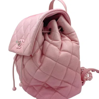 Pre-owned Chanel Pink Grained Calfskin Backpack ()